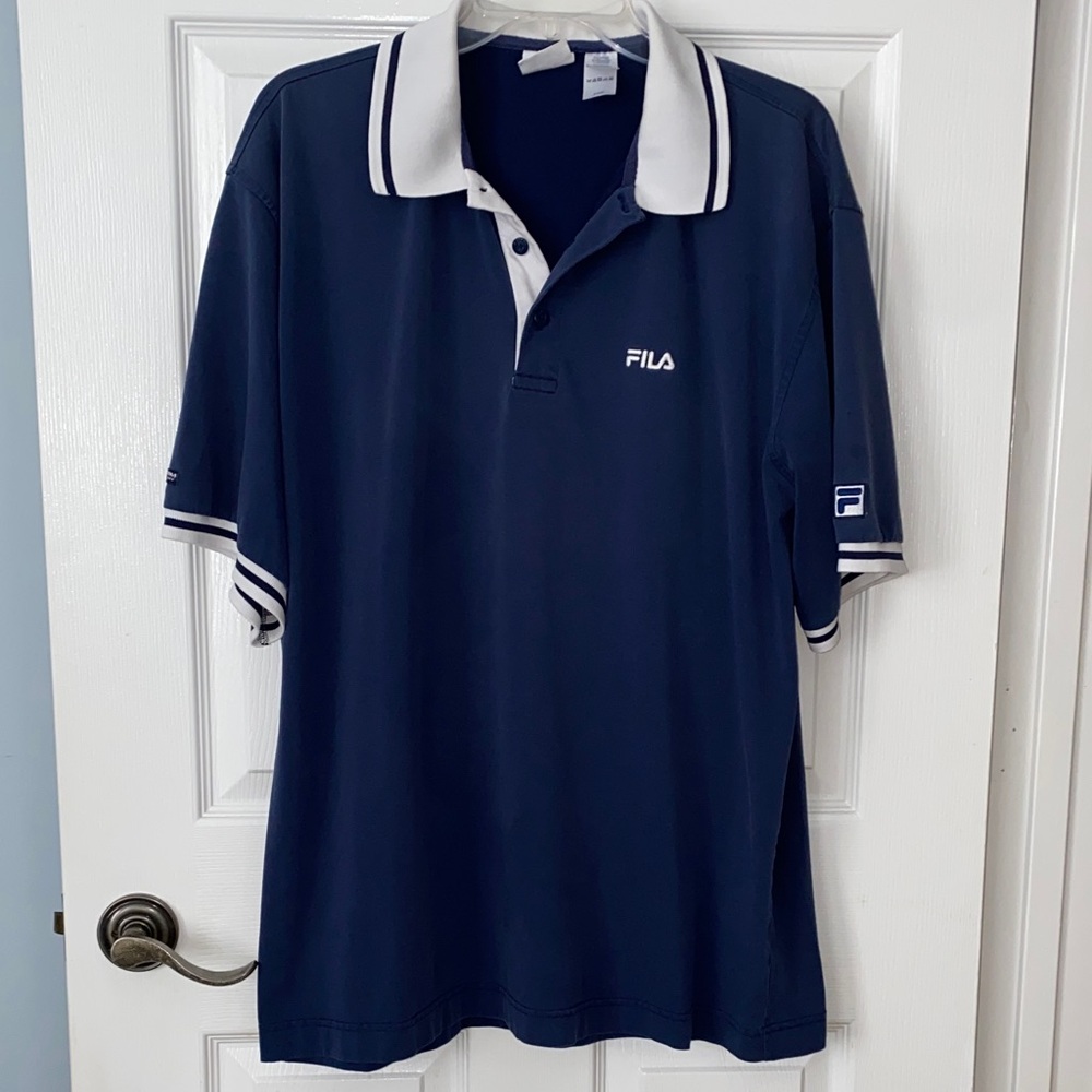 Fila Men's Polo Shirt in Navy and White - Picture 2 of 10
